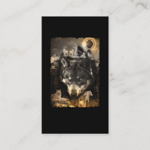 Tarjeta De Visita Hermosa naturaleza de invierno de lobo Luna Lobos 