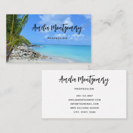 Tarjeta De Visita Hermosa playa tropical turquesa