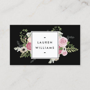 Tarjeta De Visita Hermosa rosa Rosas Elegancia Moderna II