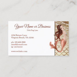 Tarjeta De Visita Hermosa sirena en la playa de oro Rosa
