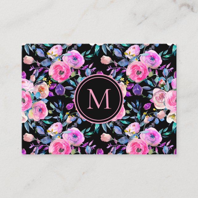 Tarjeta De Visita Hermosa y romántica Rubor Floral acuarela (Anverso)