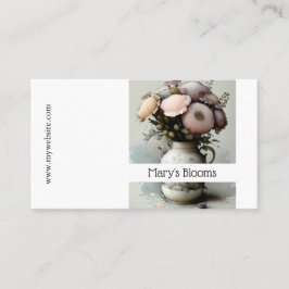 Tarjeta De Visita Hermosas Cremas y Colores Florales Blancos