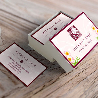 Tarjeta De Visita Hermosas flores boutique rosadas - todo propósito