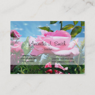 Tarjeta De Visita Hermosas flores de rosa rosa en el cielo azul prof