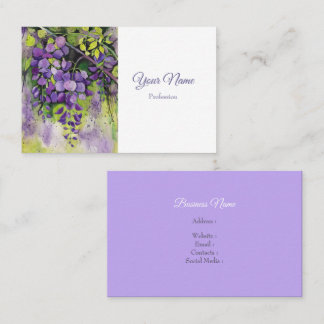 Tarjeta De Visita Hermosas Flores De Wisteria En Acuarela