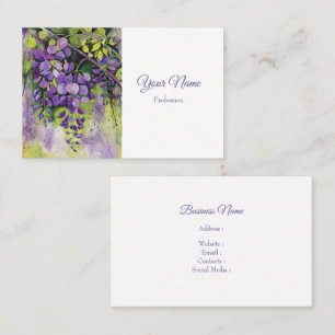 Tarjeta De Visita Hermosas Flores De Wisteria En Acuarela