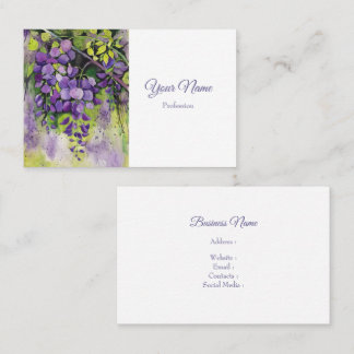Tarjeta De Visita Hermosas Flores De Wisteria En Acuarela