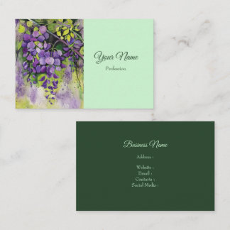 Tarjeta De Visita Hermosas Flores De Wisteria En Acuarela