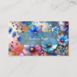 Tarjeta De Visita Hermosas flores naturales moradas y azules