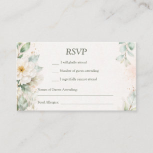 Tarjeta De Visita Hermosas Flores Pintadas con Acuarela RSVP