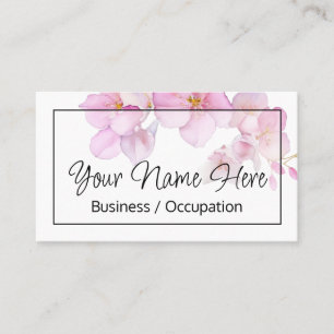Tarjeta De Visita Hermosas flores rosadas acuarela