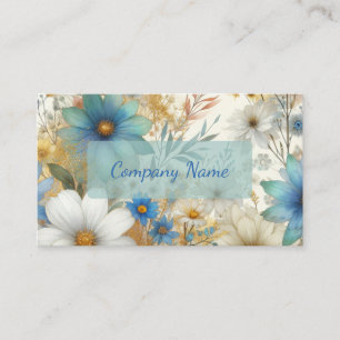 Tarjeta De Visita Hermosas flores silvestres azules y blancas
