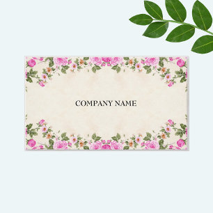 Tarjeta De Visita Hermosas Flores sobre Beige Claro