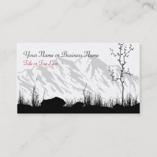 Tarjeta De Visita Hermosas Montañas de Silhouette Negro, Blanco, Roj