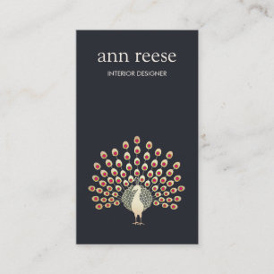 Tarjeta De Visita Hermosas plumas exóticas de pavo real