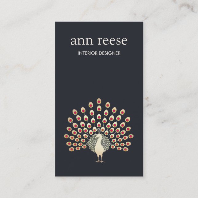 Tarjeta De Visita Hermosas plumas exóticas de pavo real (Anverso)