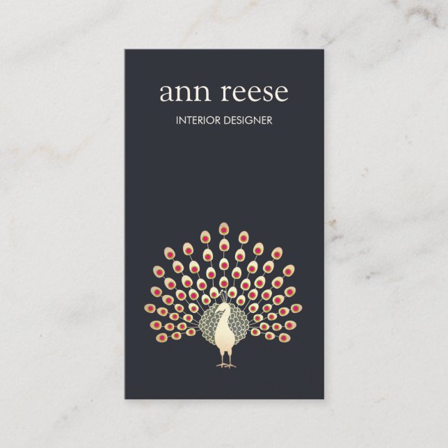 Tarjeta De Visita Hermosas plumas exóticas de pavo real (Anverso)