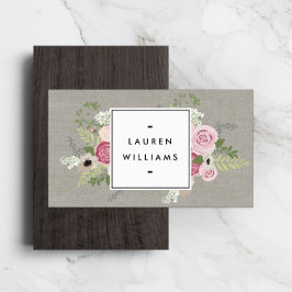 Tarjeta De Visita Hermosas rosas rosas en la elegancia moderna y lin