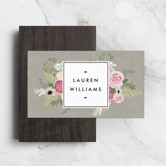 Tarjeta De Visita Hermosas rosas rosas en la elegancia moderna y lin (Subido por el creador)