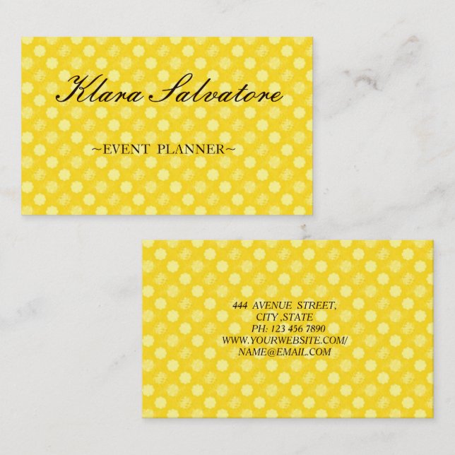 Tarjeta De Visita Hermosas y Perfectas Flores Amarillas (Anverso / Reverso)