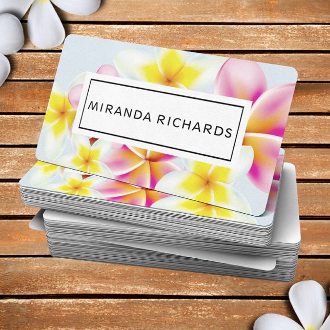 Tarjeta De Visita Hermoso acento tropical de flores de Plumeria (Subido por el creador)