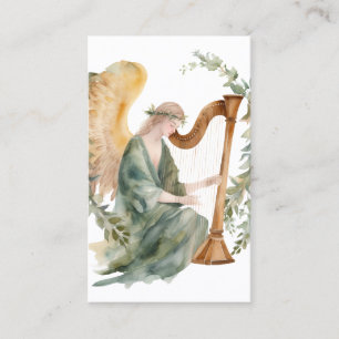 Tarjeta De Visita Hermoso Ángel Jugando Harp Watercolor