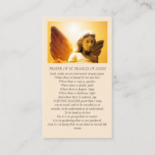 Tarjeta De Visita Hermoso Ángel Simpatía Oración Amarillo Dorado Nar