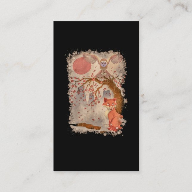 Tarjeta De Visita Hermoso árbol de búho Fox Lover (Anverso)