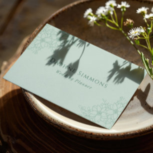 Tarjeta De Visita Hermoso arte de la línea verde floral Seafoam