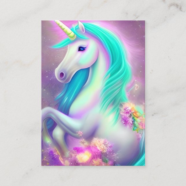 Tarjeta De Visita Hermoso arte digital exótico unicornio pelo adorab (Anverso)