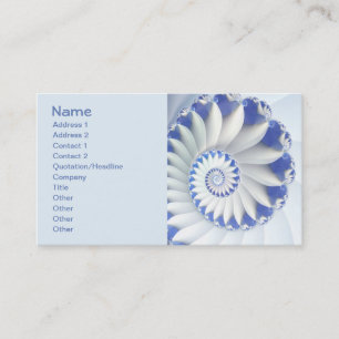 Tarjeta De Visita Hermoso arte fractal azul y blanco de la concha