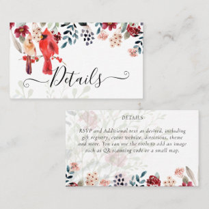 Tarjeta De Visita Hermoso Boda de Aves CARDINALES Rojas