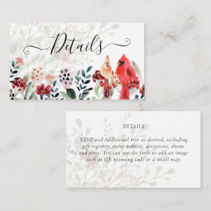 Tarjeta De Visita Hermoso Boda de Aves CARDINALES Rojas