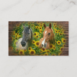 Tarjeta De Visita Hermoso caballo en campo de girasoles