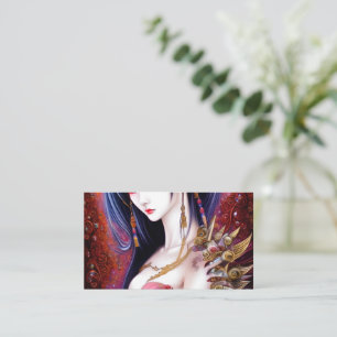 Tarjeta De Visita Hermoso Chica japonés Gótico Fantasía Triptych