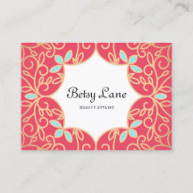 Hermoso Coral Red Rose Gold Swirls Salón De Bellez