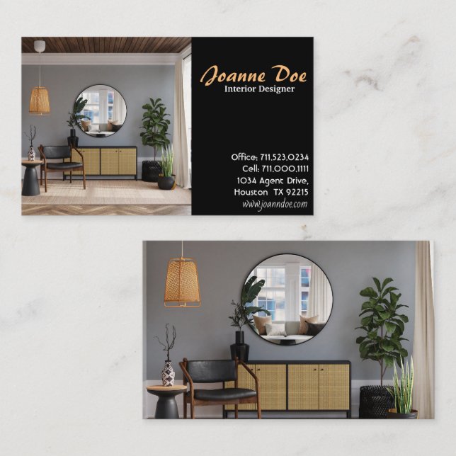 Tarjeta De Visita Hermoso Espejo de Diseño Interior Elegante (Anverso / Reverso)