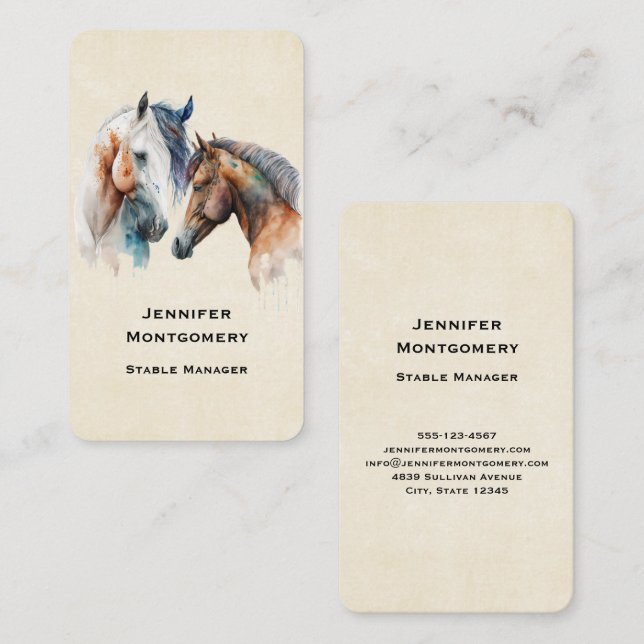 Tarjeta De Visita Hermoso estilo Caballos de estilo Boho Occidental (Anverso / Reverso)