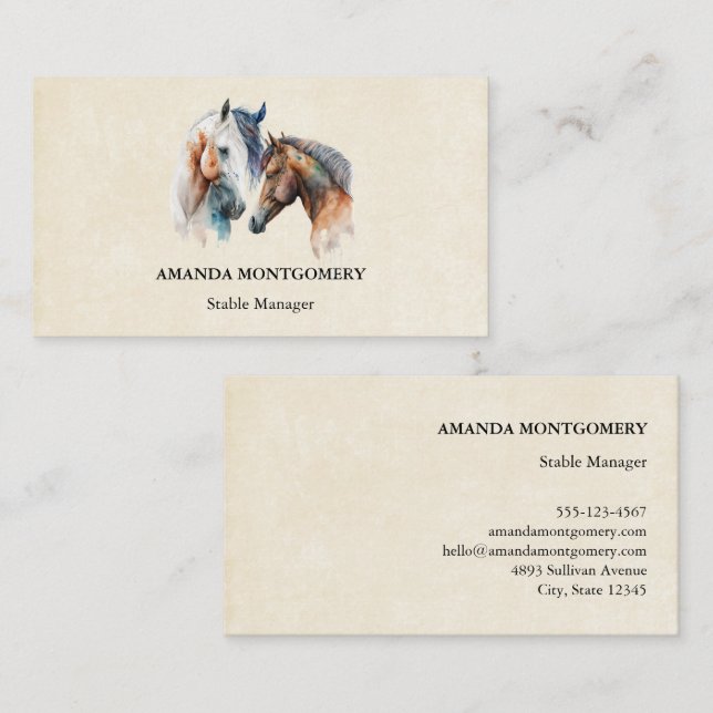 Tarjeta De Visita Hermoso estilo Caballos de estilo Boho Occidental (Anverso / Reverso)