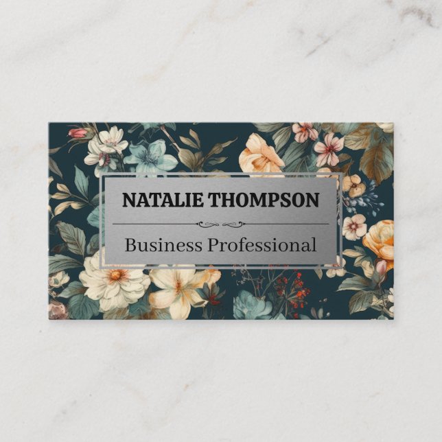 Tarjeta De Visita Hermoso fondo de flores (Anverso)