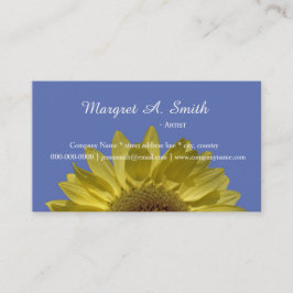 Tarjeta De Visita Hermoso girasol amarillo en profesional azul