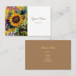 Tarjeta De Visita Hermoso Girasol En Acuarela