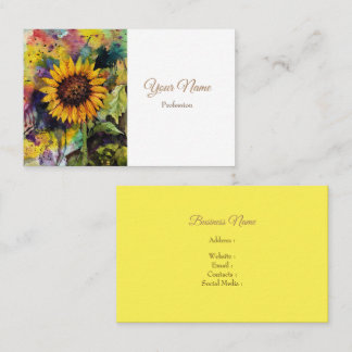 Tarjeta De Visita Hermoso Girasol En Acuarela