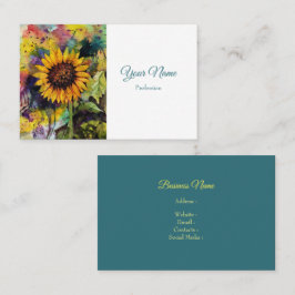 Tarjeta De Visita Hermoso Girasol En Acuarela