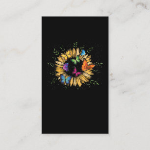 Tarjeta De Visita Hermoso girasol y mariposas cúrcutas