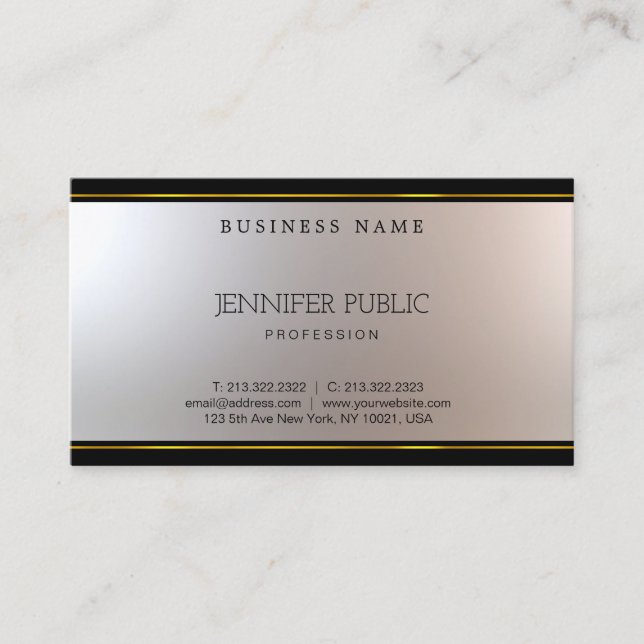 Tarjeta De Visita Hermoso Glamour moderno excepcional plata de oro (Anverso)