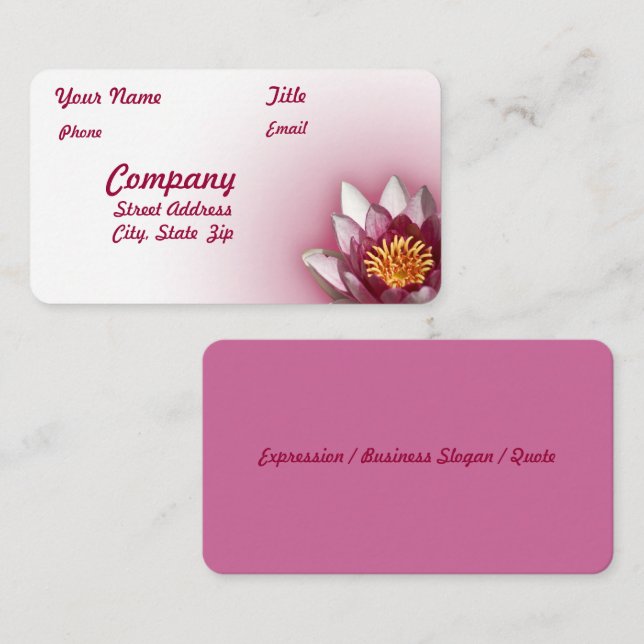 Tarjeta De Visita Hermoso jardín de lirio de agua rosa (Anverso / Reverso)