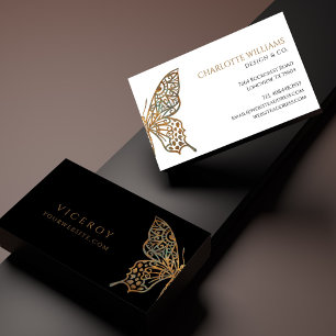 Tarjeta De Visita Hermoso logotipo de mariposa decorativo ornato neg