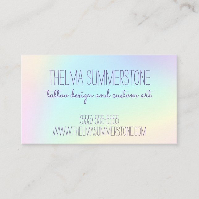 Tarjeta De Visita Hermoso Pastel Arcoiris Ombre (Anverso)