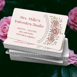 Tarjeta De Visita Hermoso patrón de bordado de flores bordadas